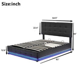 Queen Platform Bed Tufted Upholstered Storage Led Black - Furniture Home Direct