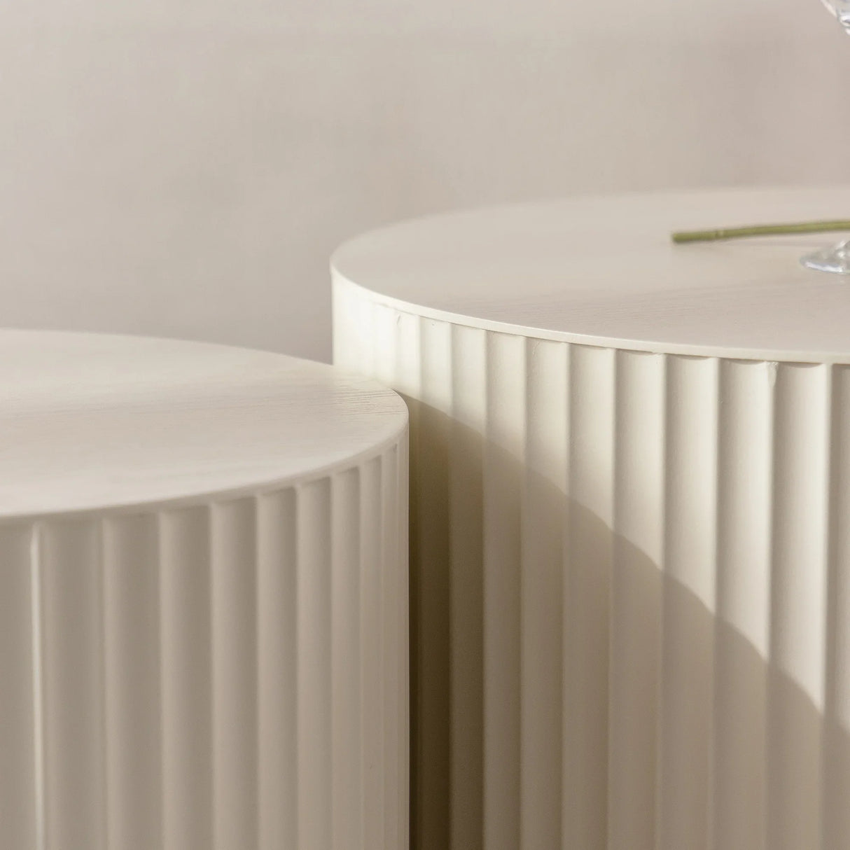 Nesting Coffee Tables Set of 2 Modern Round Soft Beige - Furniture Home Direct