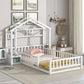 House-Style Headboard Floor Bed With Fence Guardrails Without Cushion - Furniture Home Direct