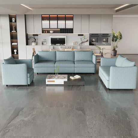 3 Piece Modular Living Room Set With Sofa, love seat and Chair, Sea Foam - Furniture Home Direct