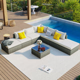 8 Pieces Outdoor Patio Furniture Conversation Wicker Sofa Set - Furniture Home Direct