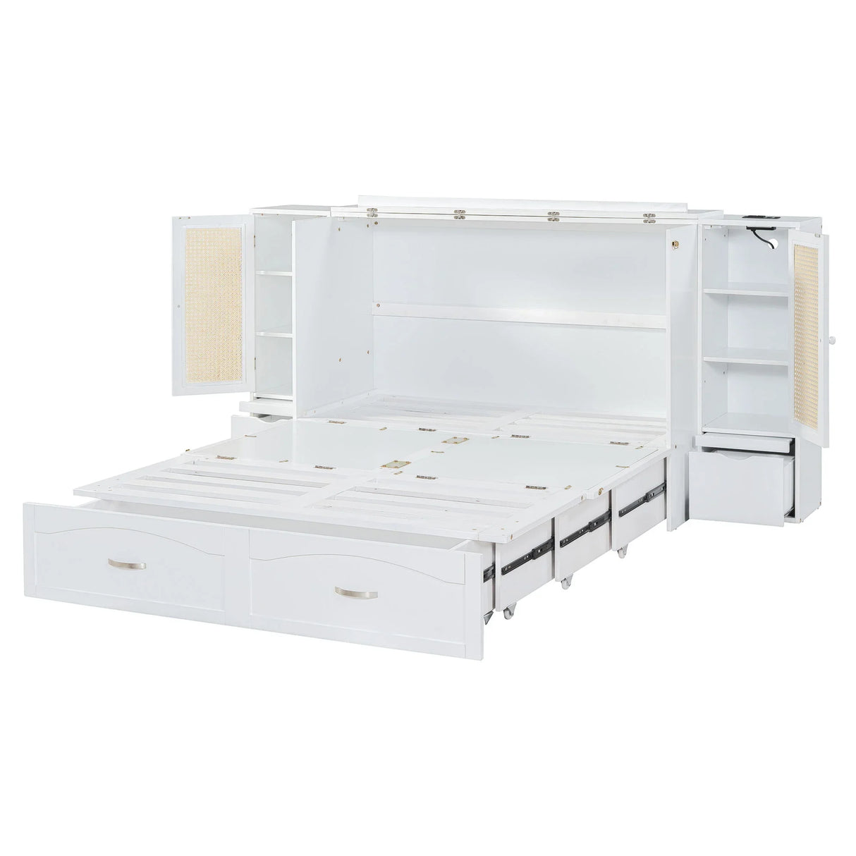 Murphy Wall Bed With Drawer And Rattan Decoration - Furniture Home Direct
