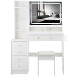 Vanity Desk With Cushioned Stool Mirror Makeup White - Furniture Home Direct