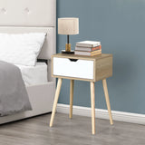 Mid-Century Modern Nightstand With Storage Drawer - White / Wood - Furniture Home Direct