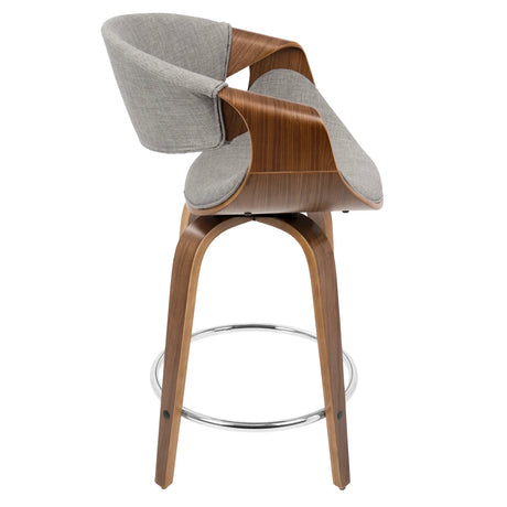 Curvini - Mid-Century Modern Fixed Height Counter Stool With Swivel (Set of 2) - Gray - Furniture Home Direct