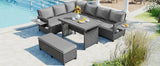 Outdoor Sectional With Side Tables, Tables and Sitting Ottoman- Gray - Furniture Home Direct