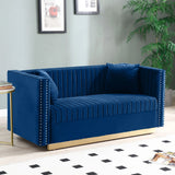 Contemporary Vertical Channel Tufted Sofa Loveseat Modern Upholstered Couch For Living Room With 2 Pillows - Furniture Home Direct