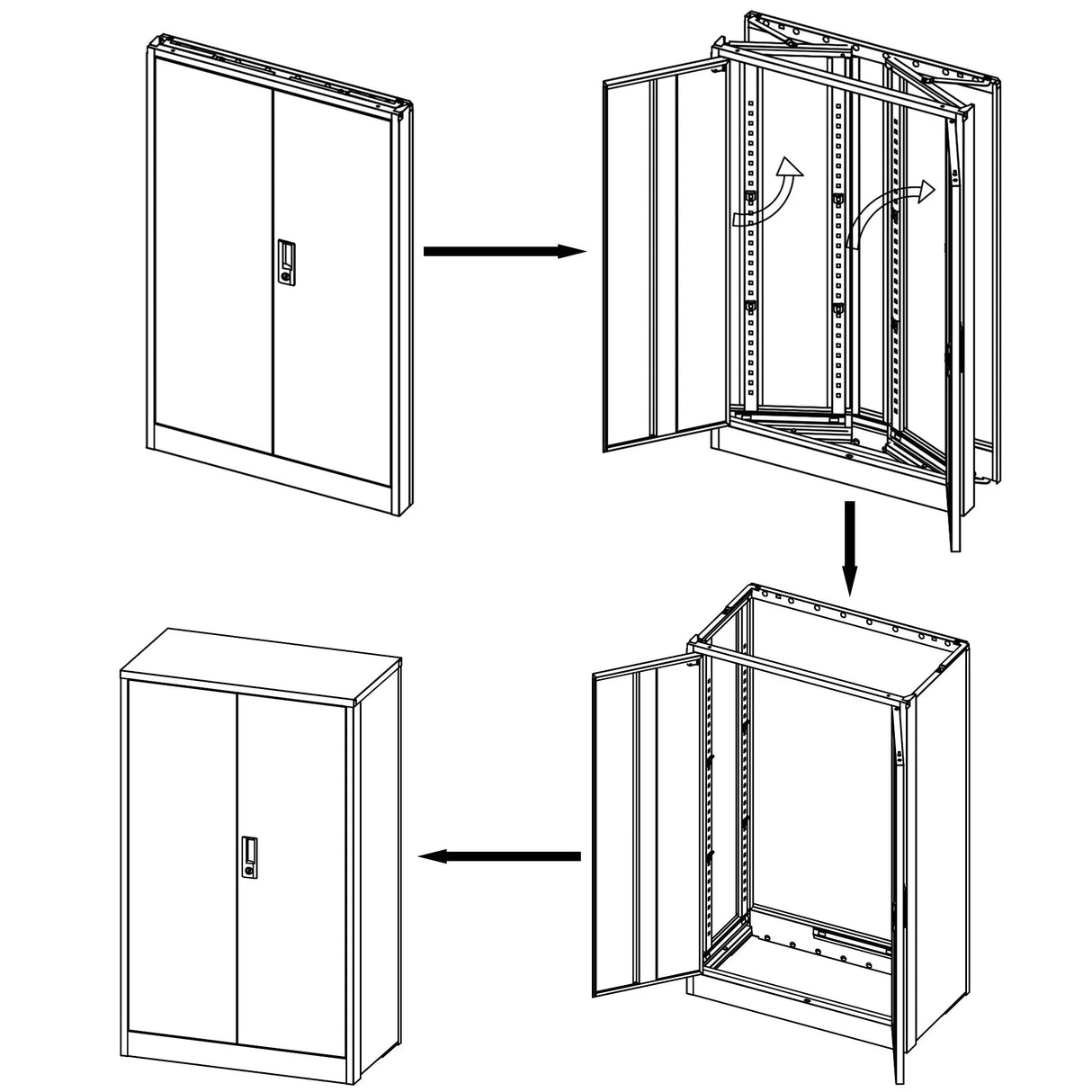 Metal Storage Cabinet With Locking Doors And Adjustable Shelf, Folding Filing Storage Cabinet, Folding Storage Locker Cabinet For Home Office, School, Garage - Furniture Home Direct