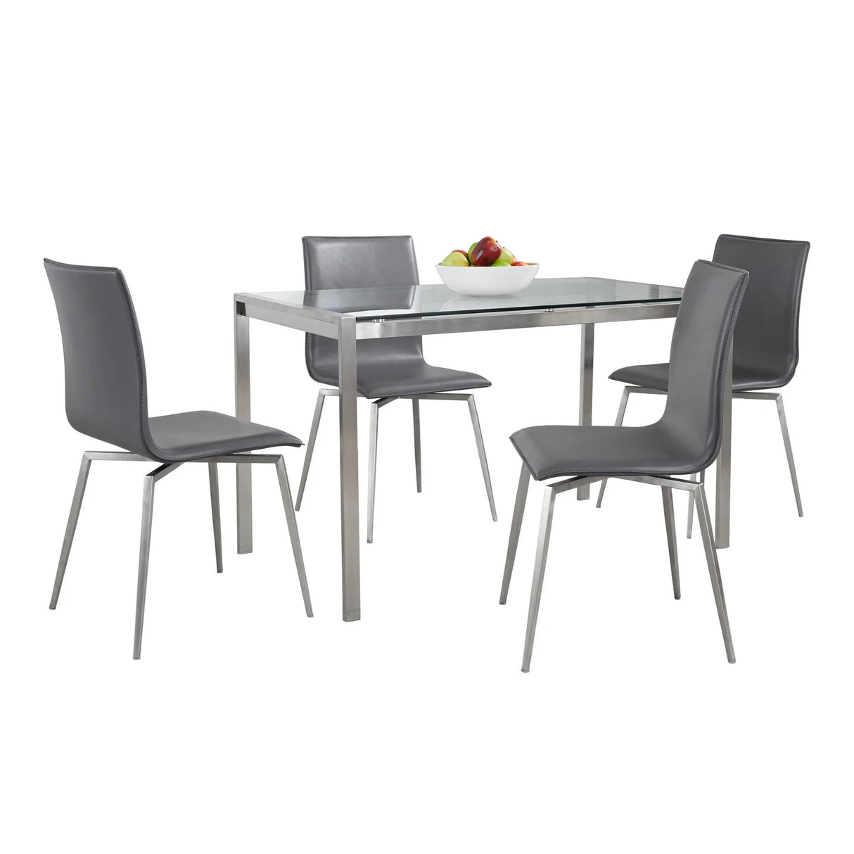 Fuji Mason - Upholstered Swivel Contemporary Dining Set Dining Set, Glass, 5 Piece - Furniture Home Direct