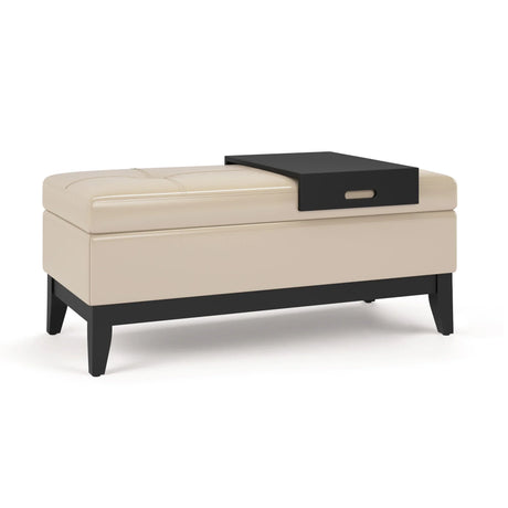 Oregon - Contemporary Storage Ottoman Bench With Tray - Furniture Home Direct