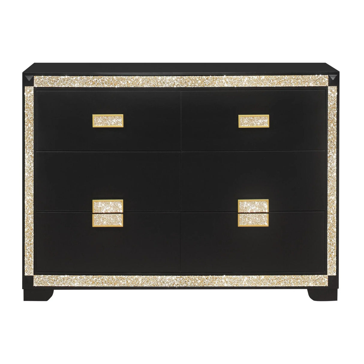 Lively - Dresser With Glitter Detail And Thick Bar Handle Hardware - Black - Furniture Home Direct