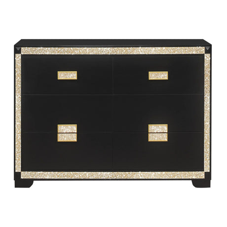 Lively - Dresser With Glitter Detail And Thick Bar Handle Hardware - Black - Furniture Home Direct