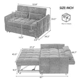 Loveseat Sofa Pull-Out Bed With Adjustable Backrest, 3 USB Ports And 2 Lumbar Pillows For Living Room - Furniture Home Direct