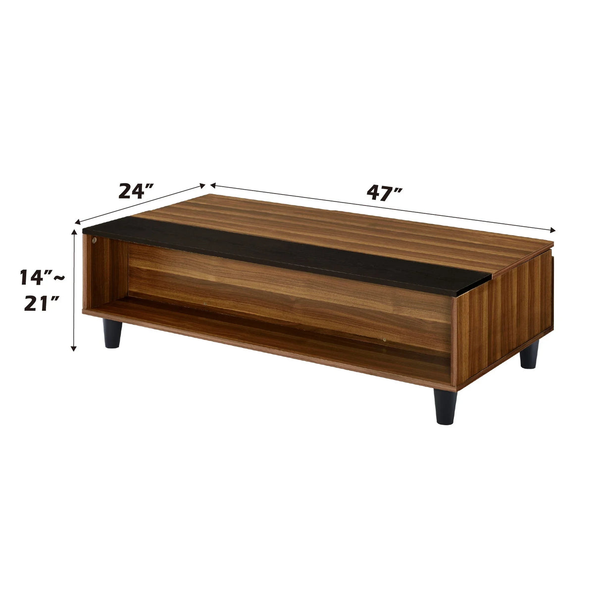 Avala - Coffee Table With Lift Top - Walnut / Black - Furniture Home Direct