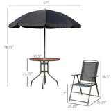Outsunny - Patio Dining Set With Table Umbrella, Folding Chairs And Dining Table, Outdoor Patio Furniture Set - Furniture Home Direct