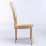 French Style Solid Wood Frame Antique Painting Linen Fabric Back Dining Chair (Set of 2) - Furniture Home Direct