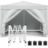 10'X10' Folding Canopy With 4 Removable Sidewalls Outdoor Event Shelter UPF 50+ Gazebo Portable Tents For Parties Beach Camping Wedding Ez Pop Up Canopy 4 Pieces Weight Bag + Carry Bag - Furniture Home Direct