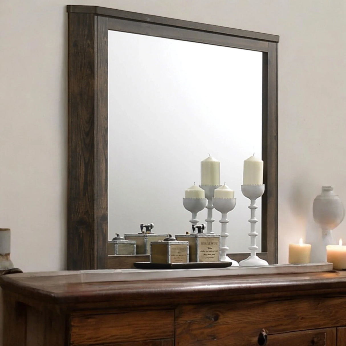 Elettra - Rustic Mirror - Walnut - Furniture Home Direct