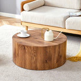 Coffee Table Cylindrical Wood Design Accent Warm Brown - Furniture Home Direct