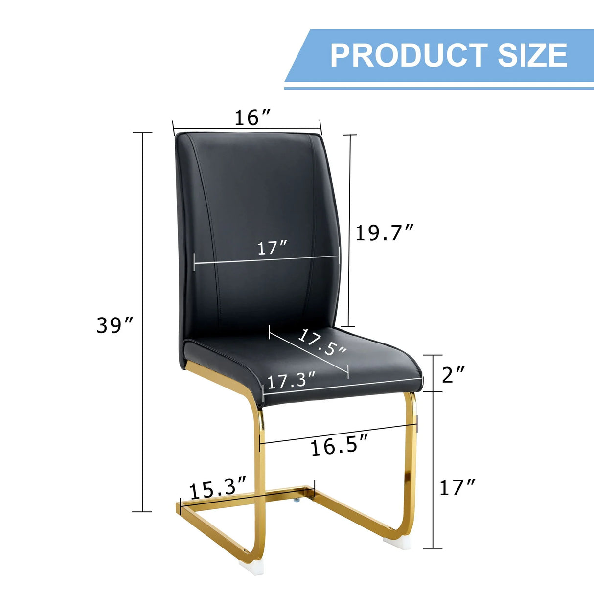Luxurious And Minimalist Chair Covers, 2 High Elasticity Dining Chairs Arched Legs - Black / Gold - Furniture Home Direct