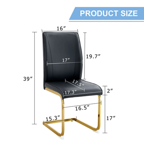 Luxurious And Minimalist Chair Covers, 2 High Elasticity Dining Chairs Arched Legs - Black / Gold - Furniture Home Direct