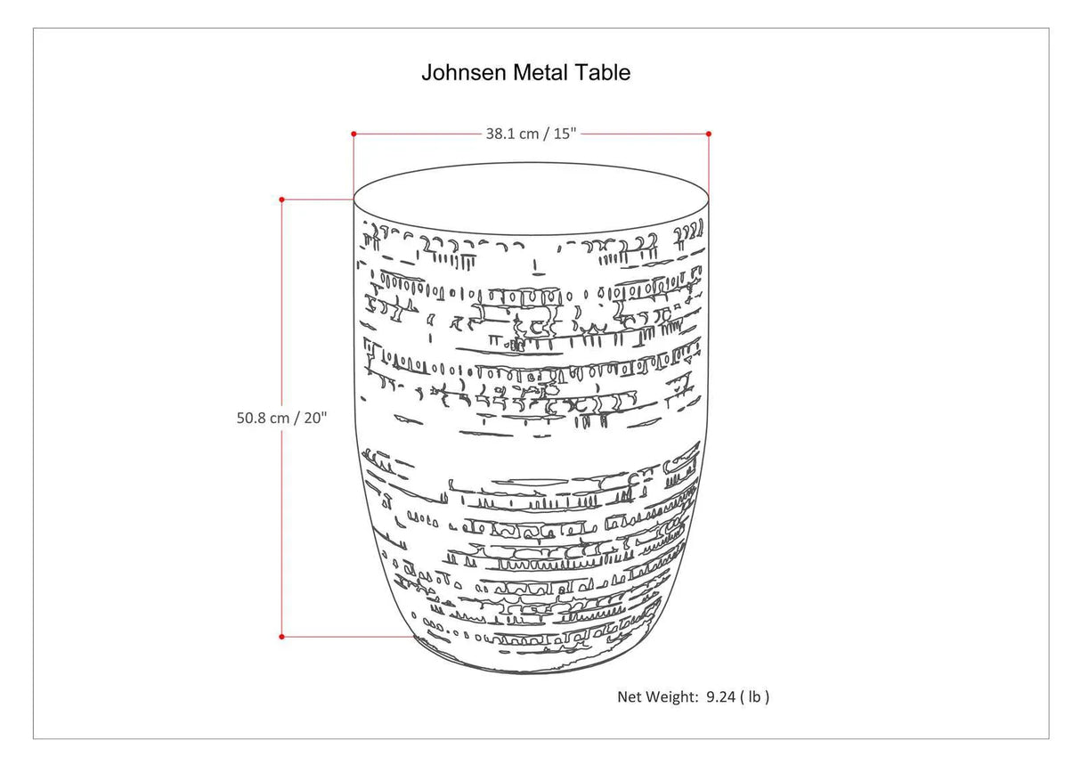 Johnsen - Handcrafted Large Metal Accent Table - Furniture Home Direct