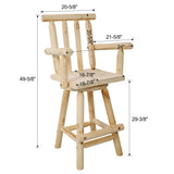 Rustic Bar Stool, Fir Wood Construction, Wide Armrest - Furniture Home Direct