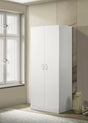 Michael - Double Door Wardrobe Cabinet Armoire With Shelf And Hanging Rod - White - Furniture Home Direct