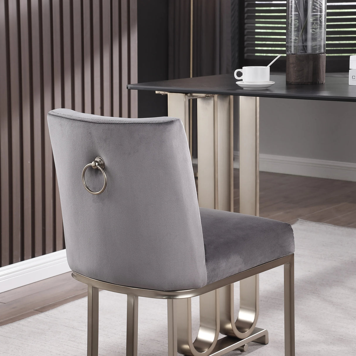 Counter Height Stool With Back Velvet Gold Frame Gray - Furniture Home Direct
