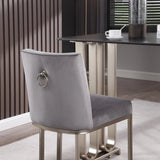Counter Height Stool With Back Velvet Gold Frame Gray - Furniture Home Direct