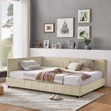 Mid-Century Storage Upholstered Tufted Bed Frame With Backrest And Armrests - Furniture Home Direct
