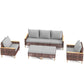 5 Piece Rattan Terrace Furniture Set, 7 Seats Cushions, High Footed Design - Furniture Home Direct