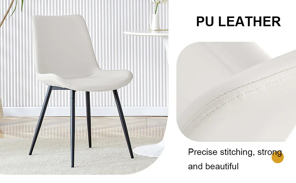 Set Of 6 White Faux Leather Dining Chairs - Furniture Home Direct