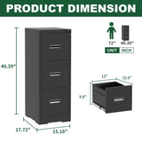 Modern Drawer Metal Vertical File Cabinet With Lock And Card Slot For Office - Furniture Home Direct