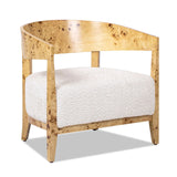 Madrid - Burl Barrel Accent Arm Chair - Seashell White - Furniture Home Direct