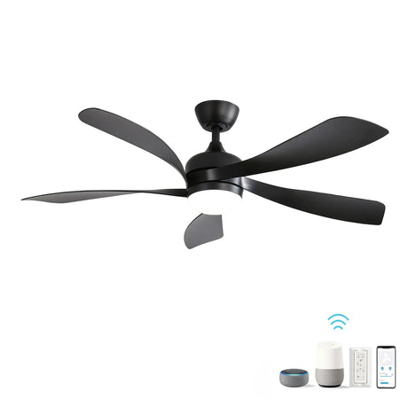 Modern Ceiling Fan With 3 Color Dimmable Light 5 ABS Blades Smart Remote Control Reversible Dc Motor - Furniture Home Direct