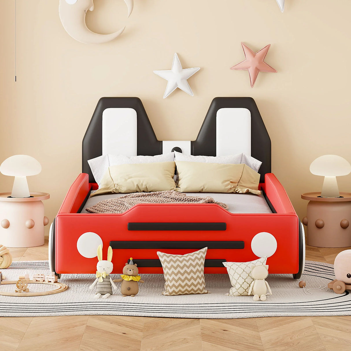 High Quality Race Car Shaped Platform Bed & Wheels - Furniture Home Direct