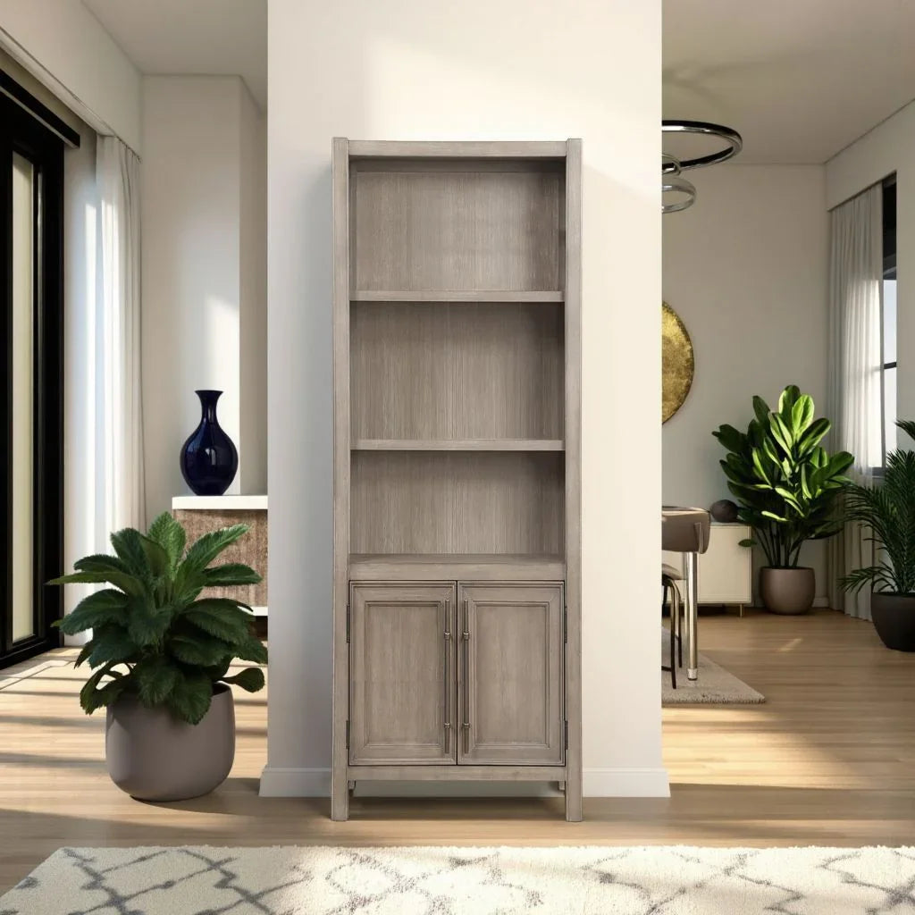 Cypress Lane - Bookcase Pier Cabinet - White Oak - Furniture Home Direct