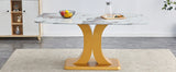 Modern Minimalist Dining With Imitation Marbled Glass Tabletop - Furniture Home Direct