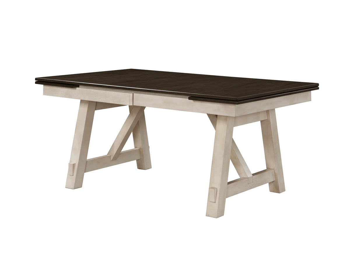 Dining Set Extendable Table with 6 Upholstered Chairs Cream - Furniture Home Direct