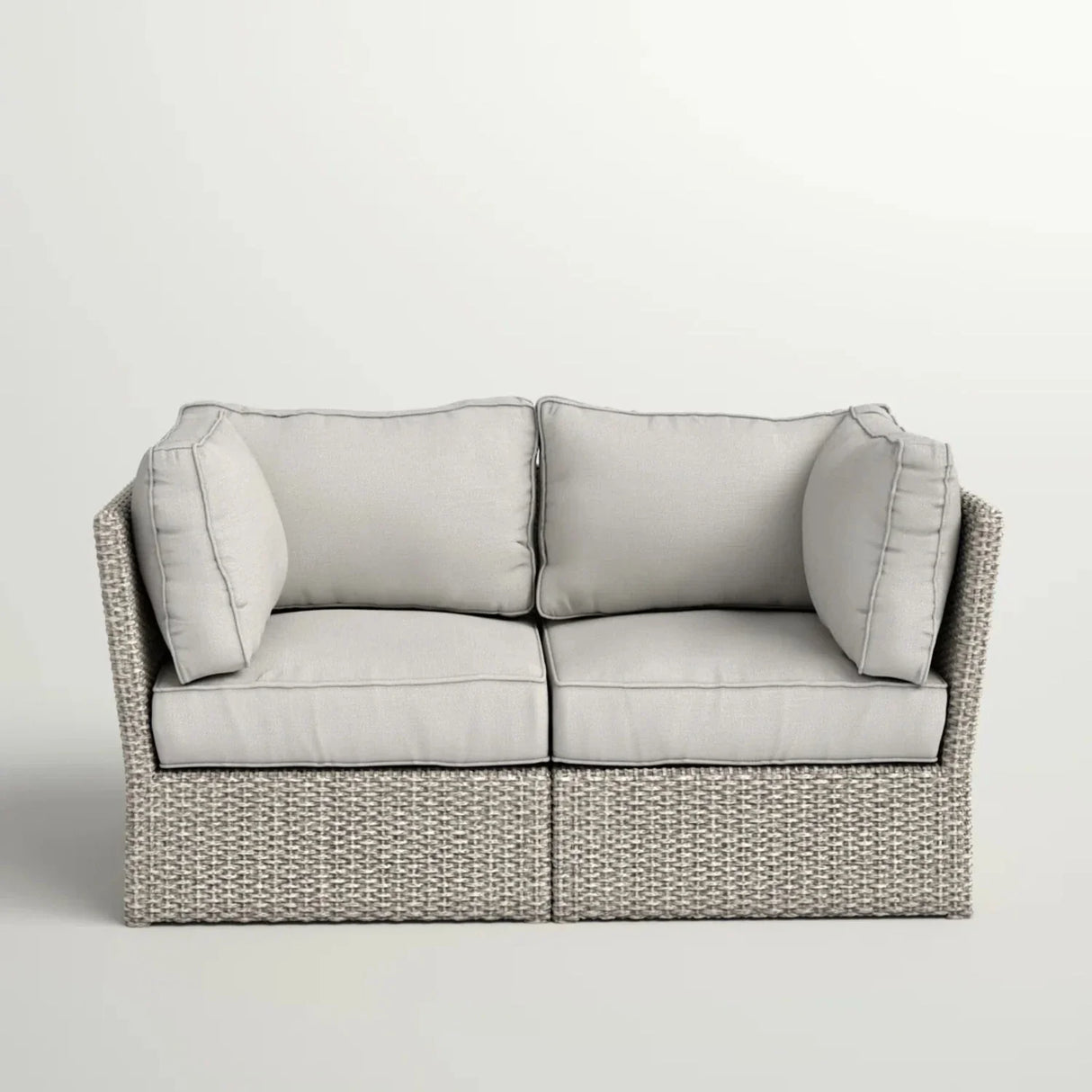 Modern Patio Wicker Loveseat With Cushions - Furniture Home Direct