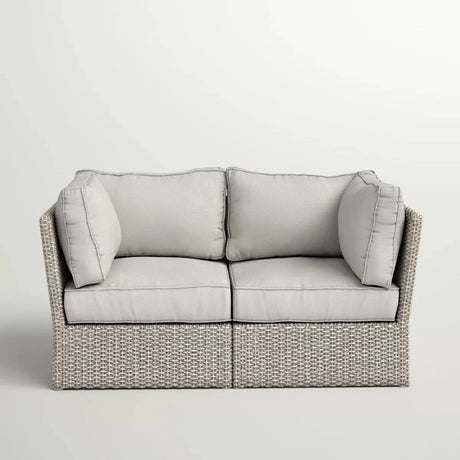 Modern Patio Wicker Loveseat With Cushions - Furniture Home Direct