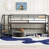 Loft Bed With Storage Stairs And Metal Frame - Furniture Home Direct