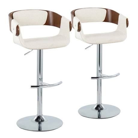 Elisa - Mid Century Modern Adjustable Barstool With Swivel With Rounded T Footrest (Set of 2) - Furniture Home Direct