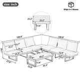 Outdoor Sectional Sofa Set With Adjustable Reclining Seats - Furniture Home Direct