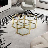 Modern Coffee Table With Double Layer Tempered Glass And Polygonal Design - Furniture Home Direct