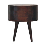 Rounded Wooden Bedside Table - Walnut - Furniture Home Direct