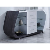 Anne 2 Color Accent Cabinet With Glass Shelves - White / Gray - Furniture Home Direct