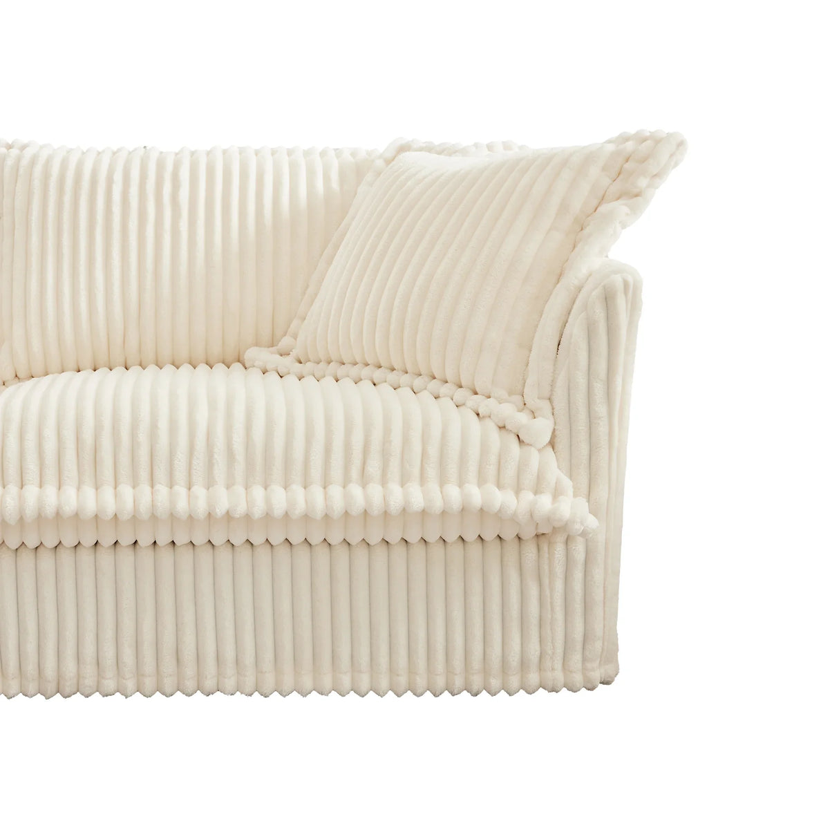 Corduroy Long Stationary Sofa - Cream - Furniture Home Direct