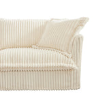 Sectional Sofa Corduroy U Shaped Plush Upholstered Cream - Furniture Home Direct